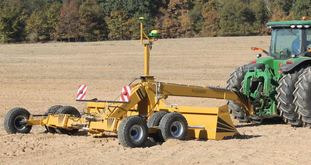 IMC Folding Land Leveler working in a field