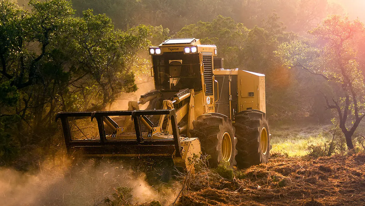 Mulcher working through vegetation